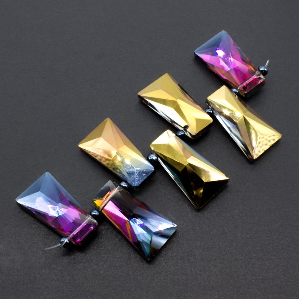Trapezoid Crystal Beads 30mm - Bronze Rainbow B