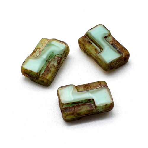 Table Cut Glass Bead - S Design Rectangle Aqua