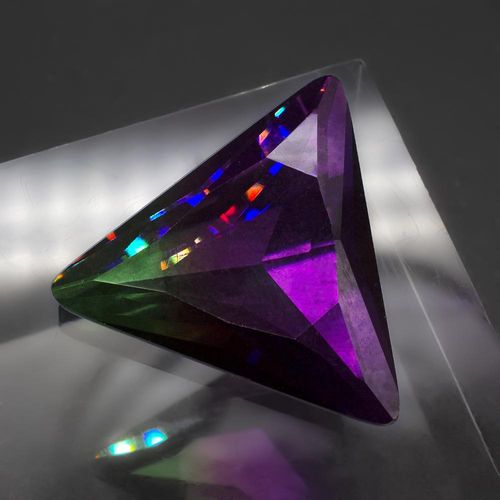 Crystal Triangle Cabochons 30mm - Purple Green