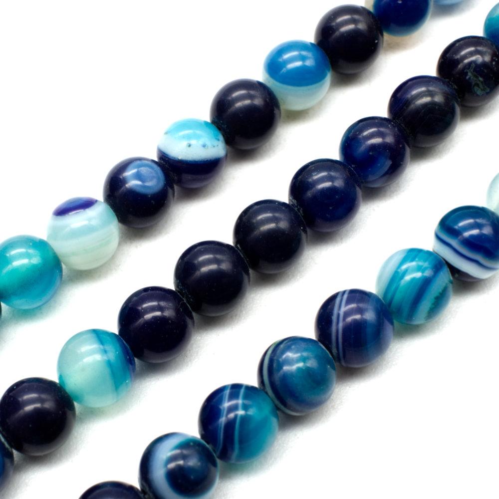 Banded Agate Round 6mm - Turquoise 15" Strand