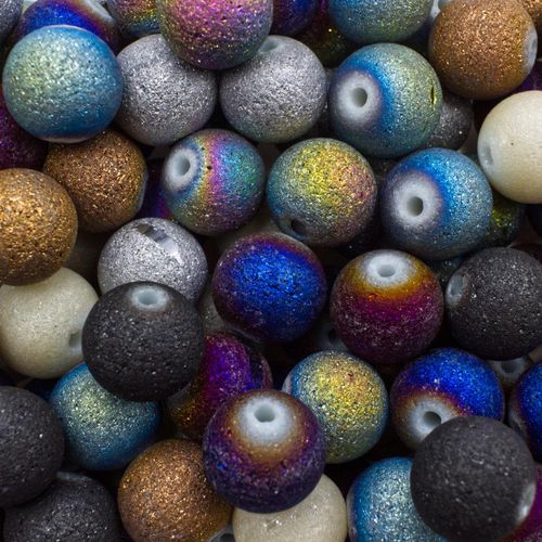 Druzy Round Glass Beads - 10mm Mixed 150pcs