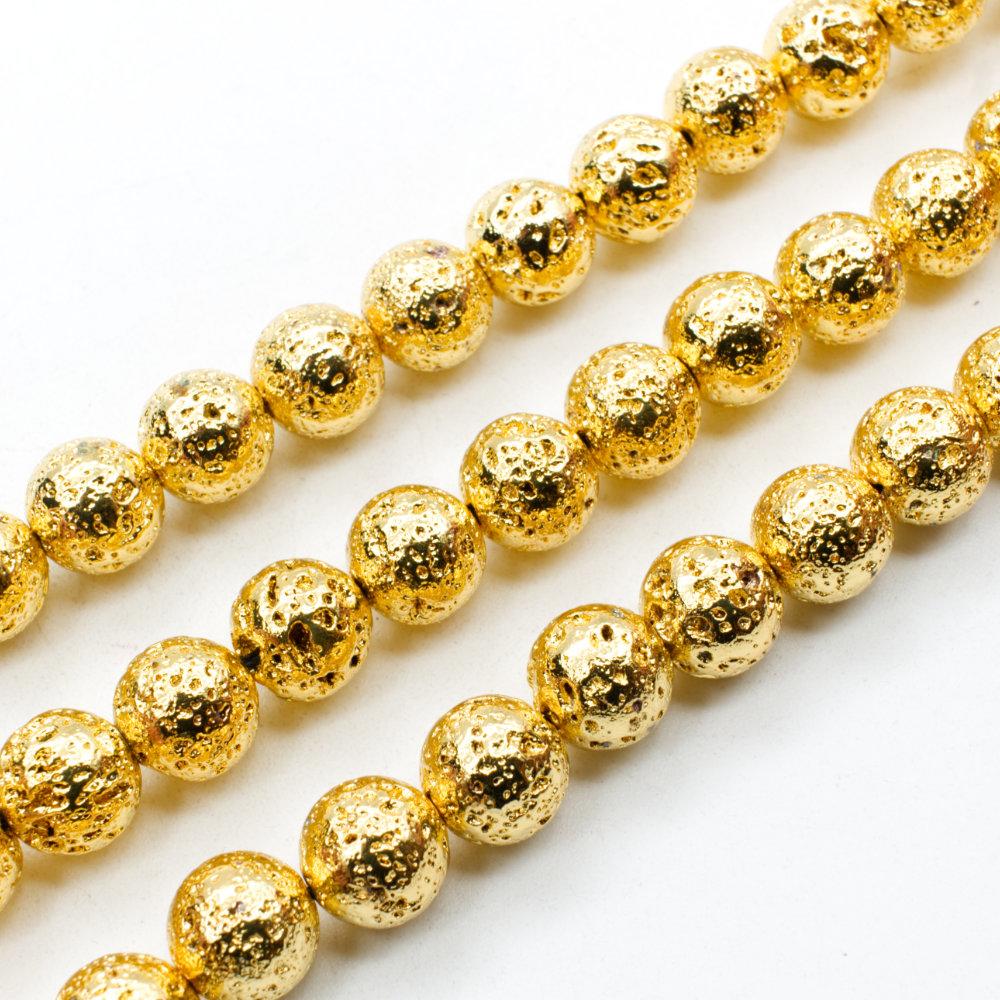 Lava Beads Gold - 10mm