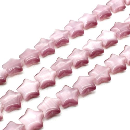 Cats Eye Beads Pillow Stars 10mm   Lilac for jewellery making