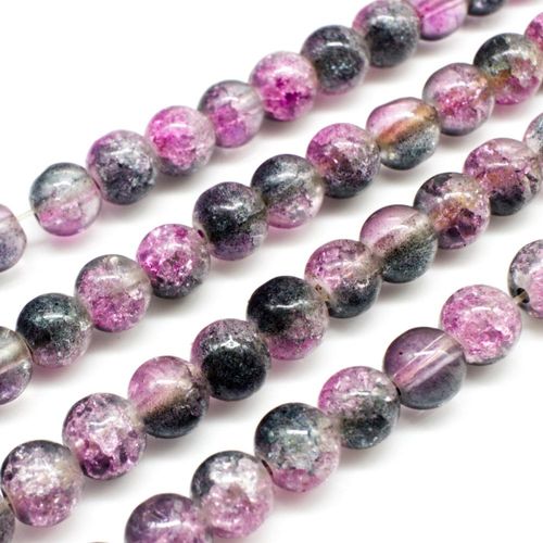 Crackle Beads Round 6mm   Pink Grey 65pcs for jewellery making