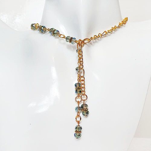 Estelle Crystal Chain Necklace gold electric green necklace making kit — DIY set with beads and instructions for creating handmade jewelry