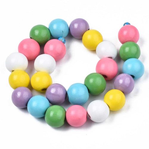 Wooden Round Beads 15mm   Pastel Mix 24pcs for jewellery making