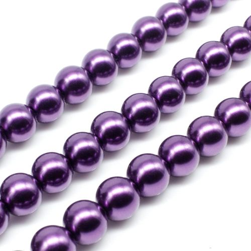 Glass Pearl Round Beads 8mm - Plum