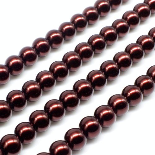 Glass Pearl Round Beads 6mm - Hickory Brown