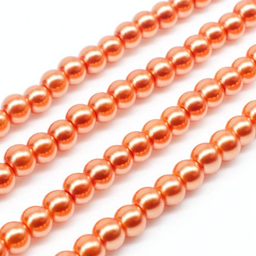 Glass Pearl Round Beads 4mm - Tangerine