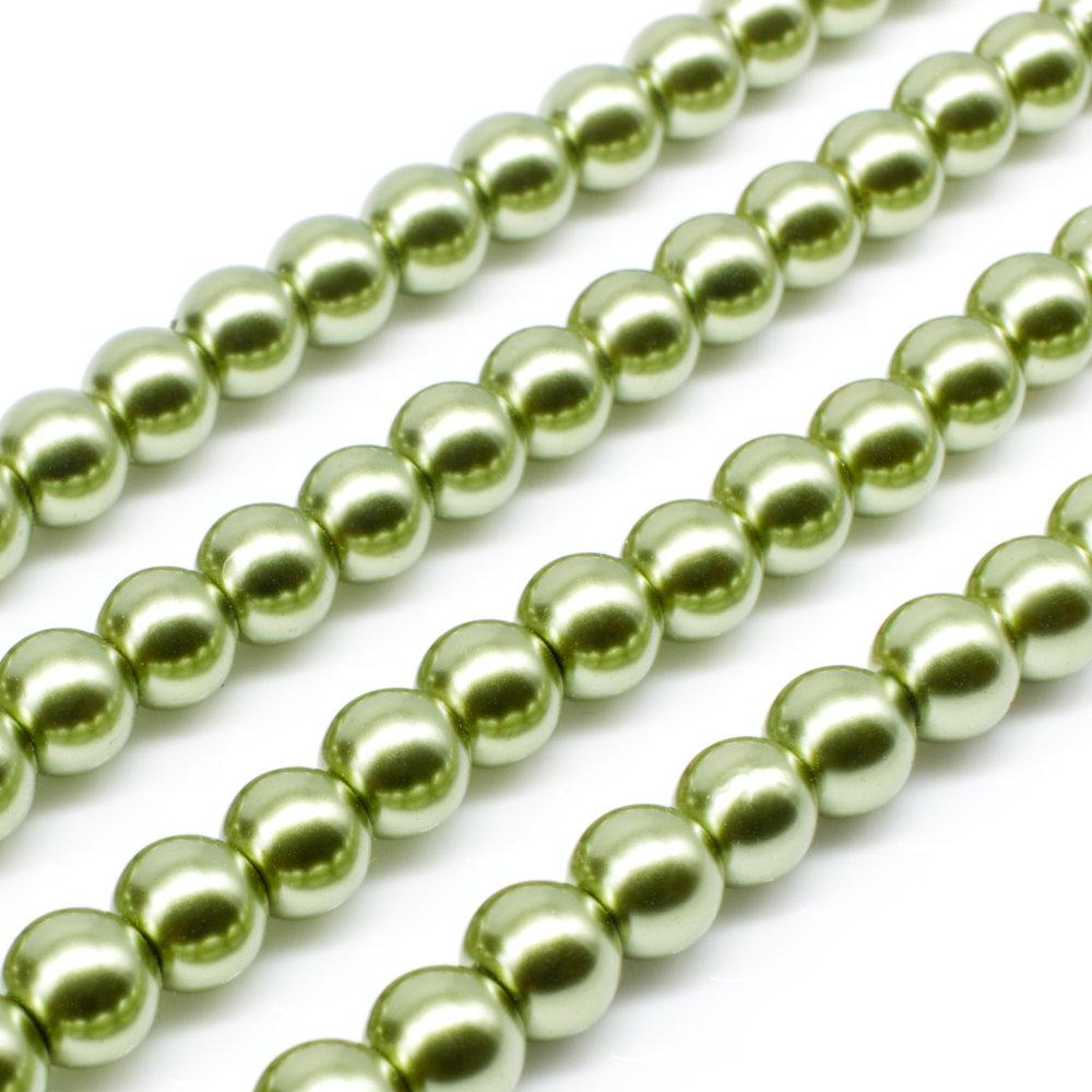Glass Pearl Round Beads 6mm - Olive