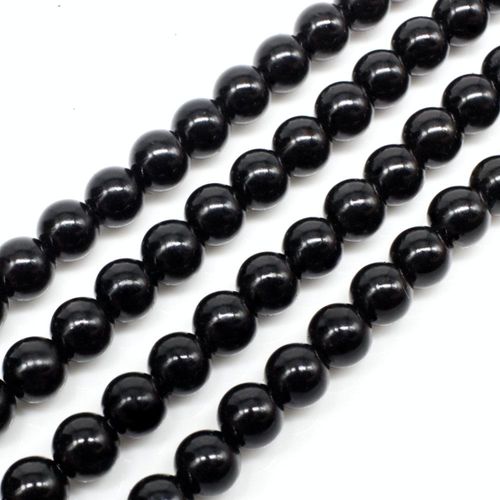 Glass Pearl Round Beads 6mm - Black