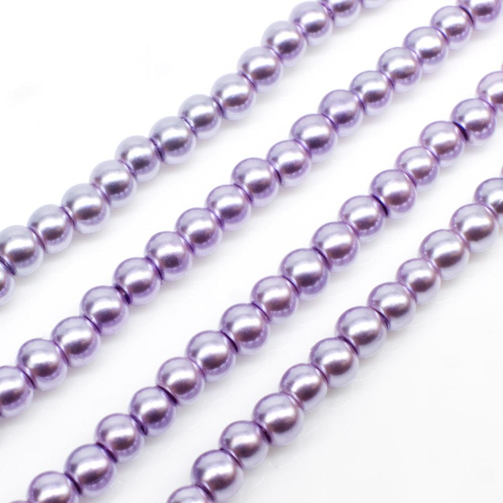 Glass Pearl Round Beads 3mm - Light Purple