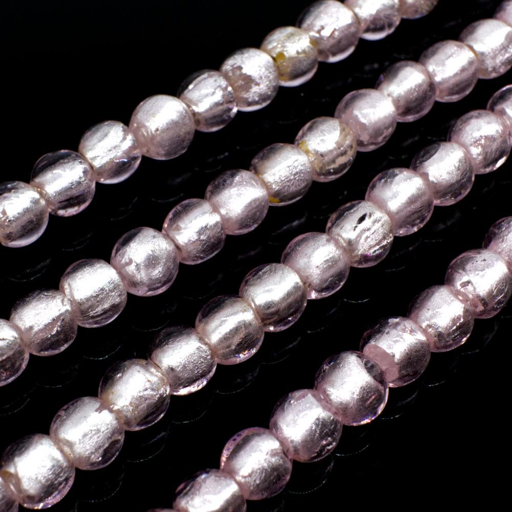 Silver Foil Round Beads 6mm 60pcs   Pink for jewellery making
