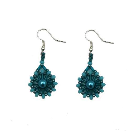 Chariot Earring Project Pack aqua earring making kit — DIY set with beads and instructions for creating handmade jewelry