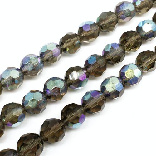 10mm crystal beads grey rainbow — faceted for jewelry making and beadwork
