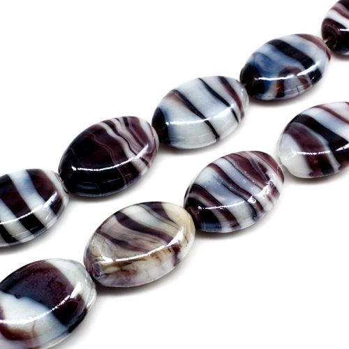 Lampwork Glass Bead   Oval Swirl Amethyst 18mm 1pc for jewellery making