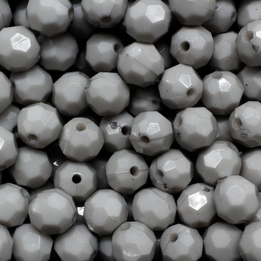 Acrylic Faceted Beads 10mm 60pc   Dolphin Grey for jewellery making