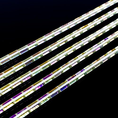 Glass Tube Beads 5mm 15" String   Lemon Rainbow for jewellery making