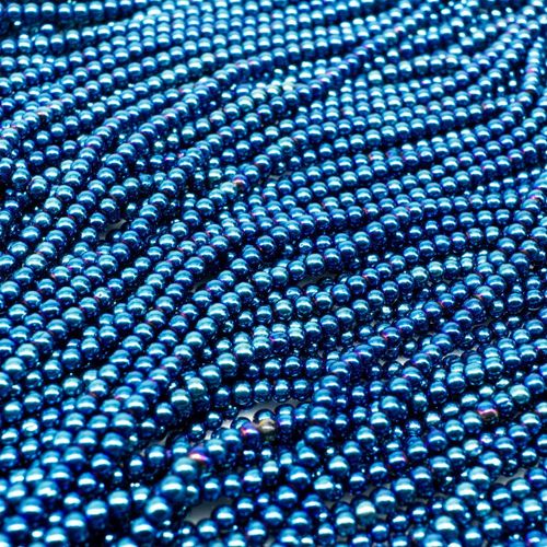 Glass Round Beads 2mm 15" String   Blue Iris for jewellery making