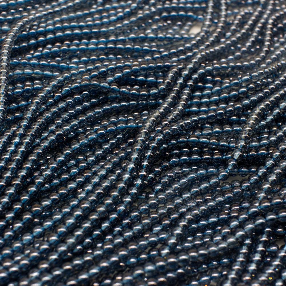 Glass Round Beads 2mm 15" String   Hint of Blue for jewellery making