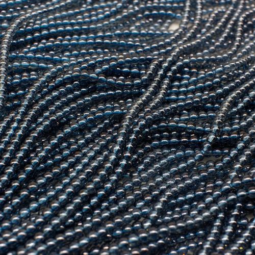 Glass Round Beads 2mm 15" String   Hint of Blue for jewellery making