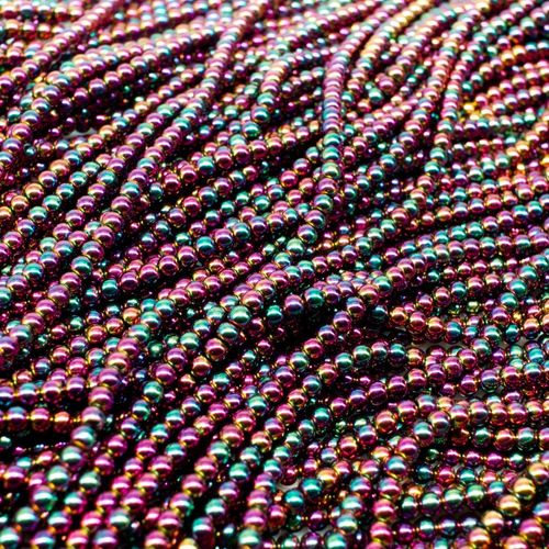 Glass Round Beads 2mm 15" String   Mermaid Rainbow for jewellery making