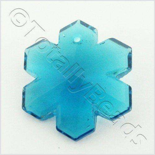 Glass Pendant Snowflake 29mm - Teal