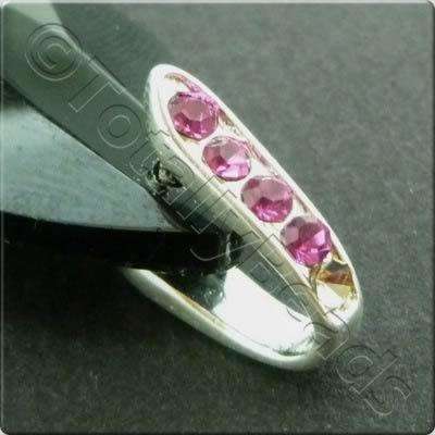 Pink Diamante Silver Bail - 14 x 14mm