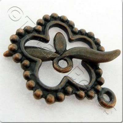Metal Toggle - Spotty Flower 22x 25mm Bronze Red Copper