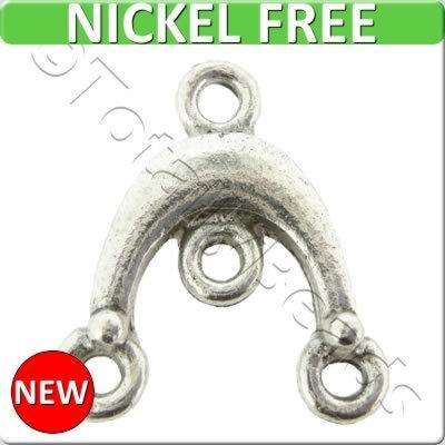 Antique Silver Metal Connector - 3-1 Arc 20x17mm 12pcs