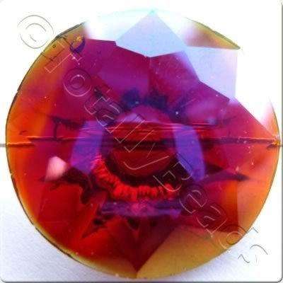 Crystal Button - Round 25mm - Red Rainbow