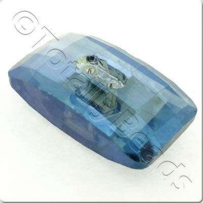 Crystal Button - Rectangle 30mm - Electric Blue