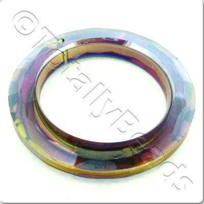 Crystal Pendant - Ring 51mm - Dark Pink with Green Plate