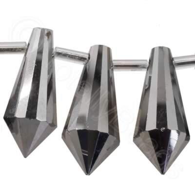 Crystal Point Drop 19mm - Silver Plate