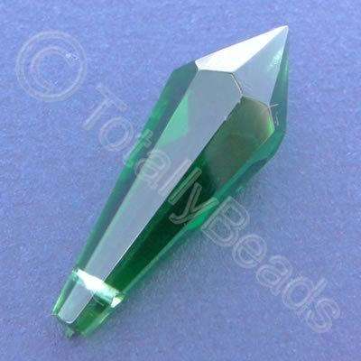 Glass Pendant Pointed Drop Green - 37mm