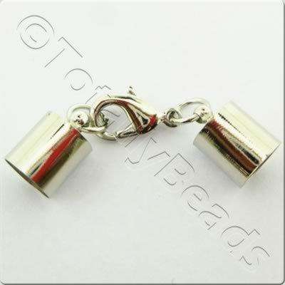 Kumihimo 9mm Barrel Lobster Clasp Rhodiumn - 1 set