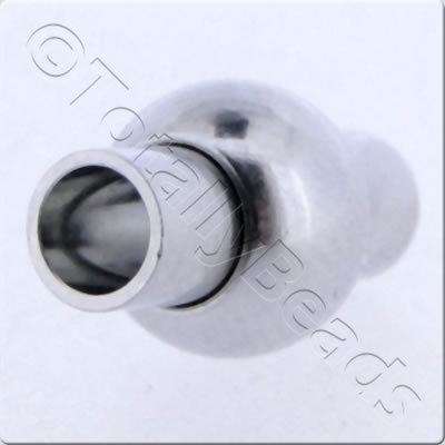 Magnetic Round Barrel Clasp 17x4mm Rhodium 2pc