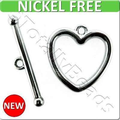 Metal Toggle - Heart 20mm 4 sets Gun Metal