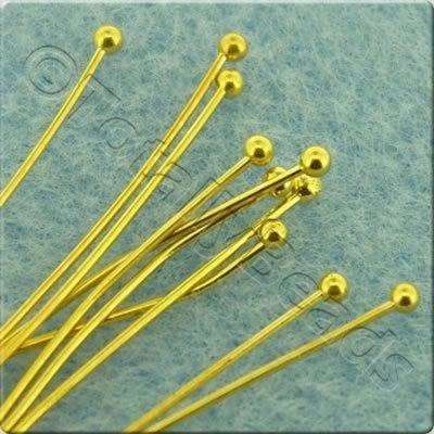 Head Pins Ball 50mm 50pcs - Gold Plated