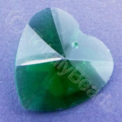 Glass Pendant Heart Green - 28mm