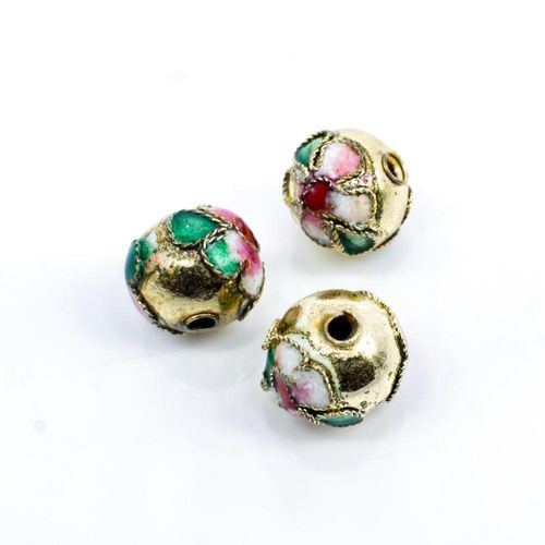 Cloisonne 10mm Round Bead   Gold 1pc for jewellery making
