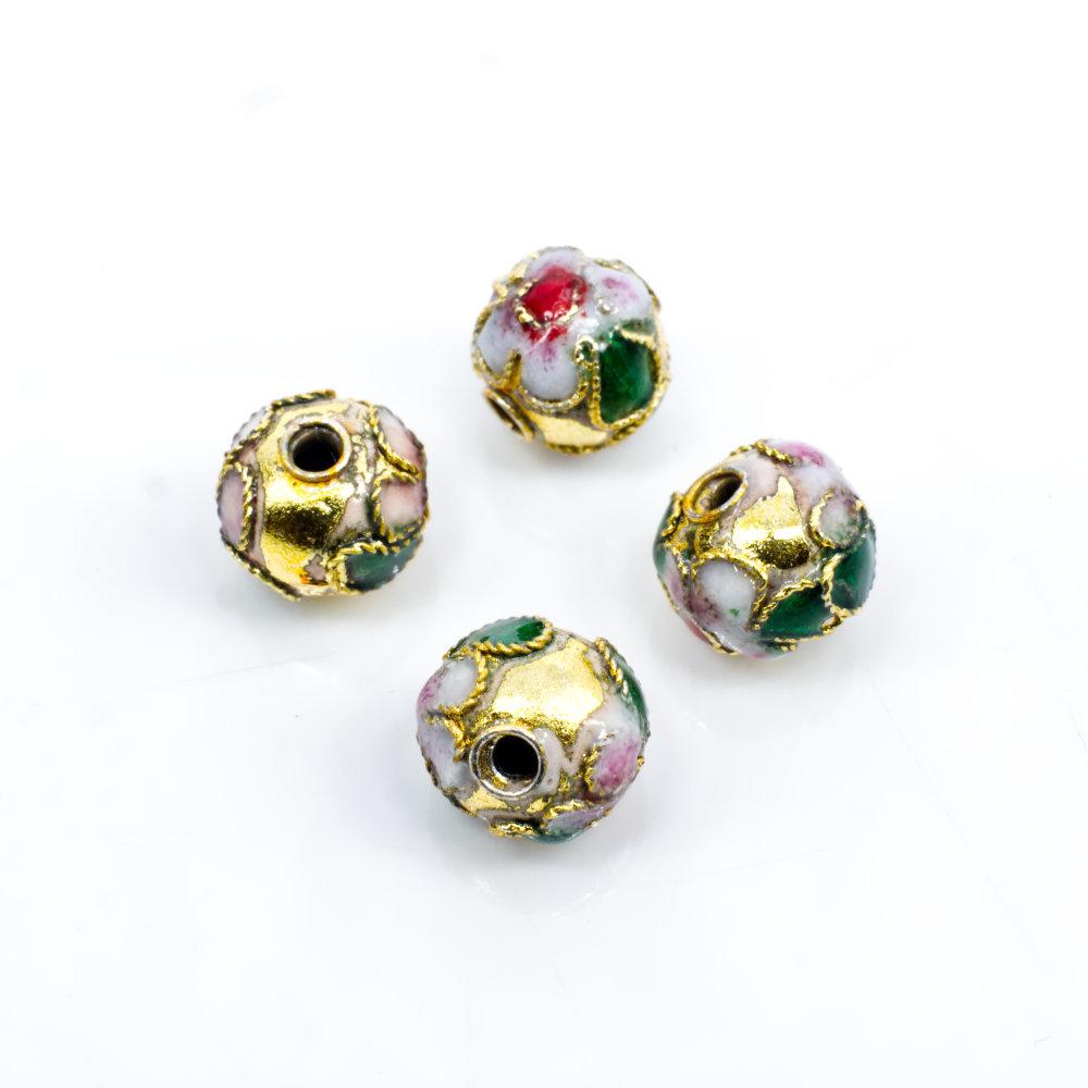 Cloisonne 8mm Round Bead   Gold 1pc for jewellery making