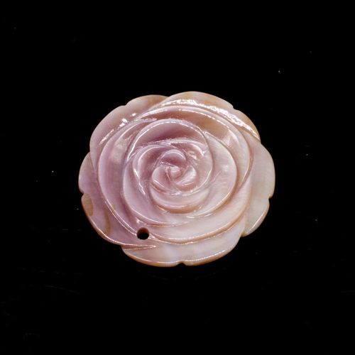 Mother of Pearl Pendant Rose Flower 35mm Lilac Pink for jewellery making