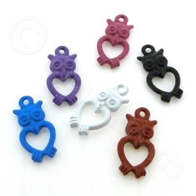 Metal Coloured Metal Charms - 10x20mm - Owl Mixed
