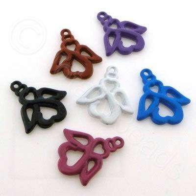 Metal Coloured Charms - 17x19mm - Angel Mixed