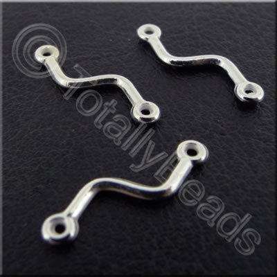 Metalised Acrylic S Connector - 17mm - Silver 20pcs