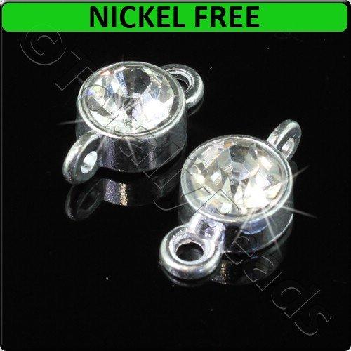 Silver Metal Connector Large Crystal 10x18mm 6pcs