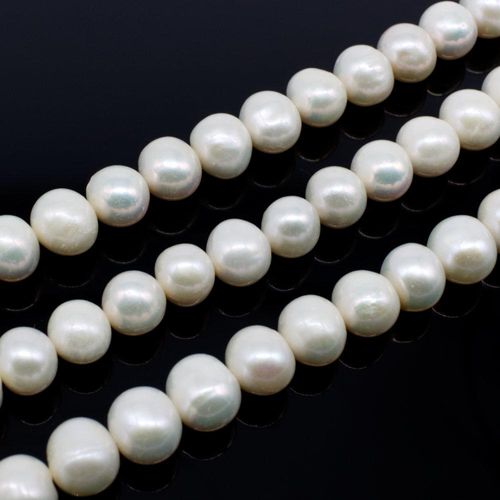 Freshwater Pearls 9 8mm Potato White   14" String for jewellery making