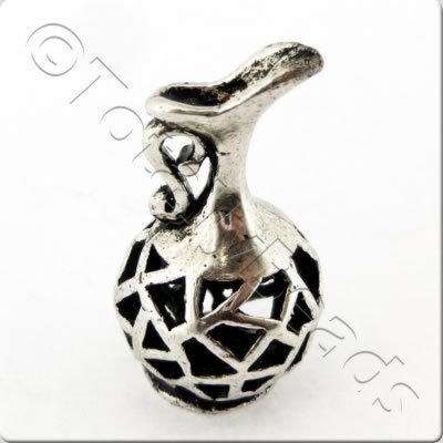 Tibetan Silver Charm - Hollow Roman Jug 2pcs