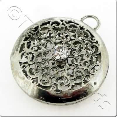 Tibetan Silver Pendant - Filigree Round